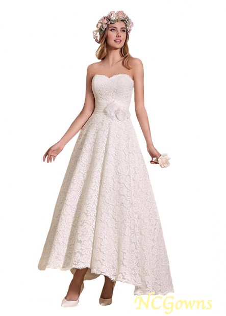 Ncgowns A-Line Silhouette Sweetheart Sleeveless Lace Wedding Dresses