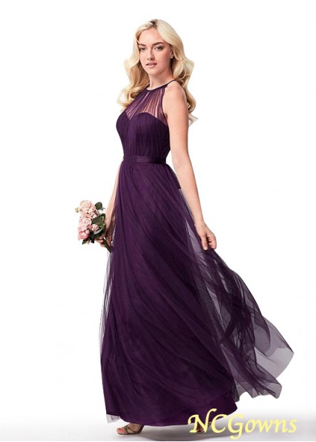Purple Color Family Tulle A-Line Bridesmaid Dresses