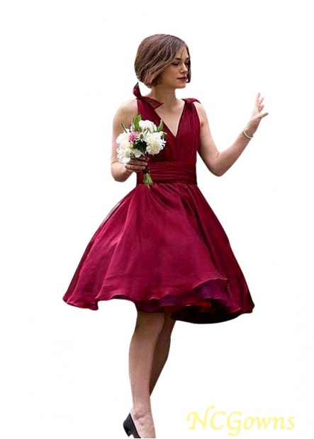 Short Mini Organza Satin Fabric Ball Gown Natural Bridesmaid Dresses