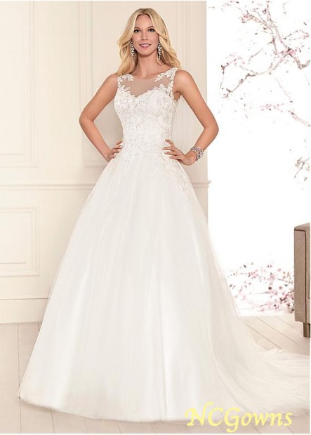 Ncgowns Chapel 30-50Cm Along The Floor Full Length Tulle Fabric Natural Waistline Jewel Wedding Dresses
