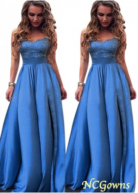 Floor-Length A-Line Strapless Royal Blue Dresses