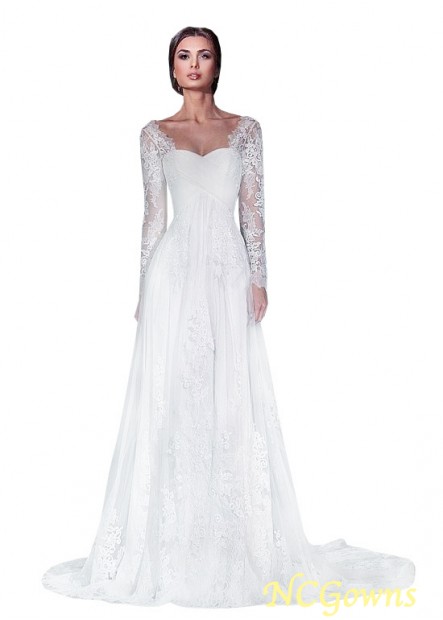 Scoop Neckline A-Line Illusion Full Length Length Natural Waistline Cathedral 50-70Cm Along The Floor White Dresses