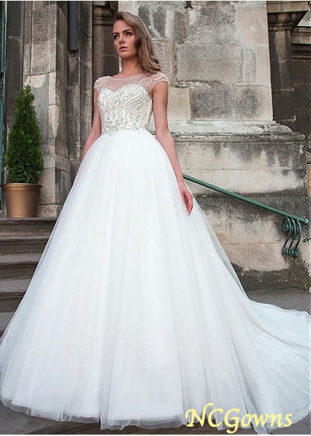 Cathedral 50-70Cm Along The Floor Train Natural Ball Gown Silhouette Scoop Wedding Dresses