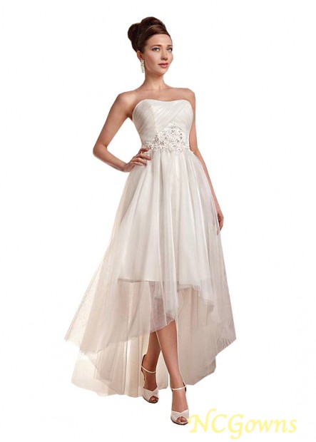 Without Train Tulle Fabric Natural Sleeveless Wedding Dresses T801525325203