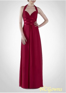 Chiffonstretch Satin Full Length Length Empire Waistline Red Tone Bridesmaid Dresses
