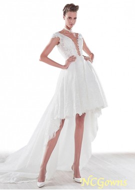 Ncgowns Short Cap Sleeve Type Tulle  Organza Natural Wedding Dresses