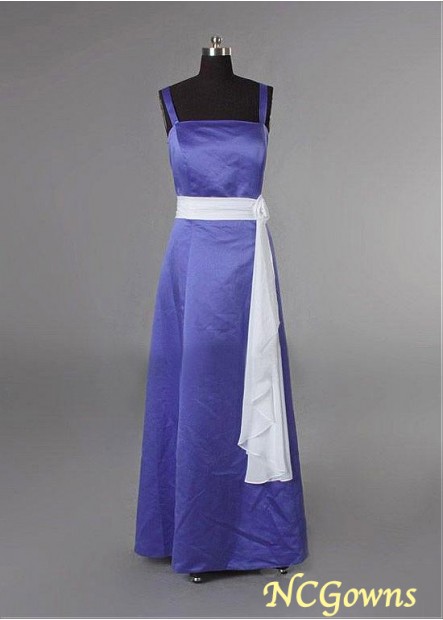 Purple A-Line Satinchiffon Fabric Bridesmaid Dresses