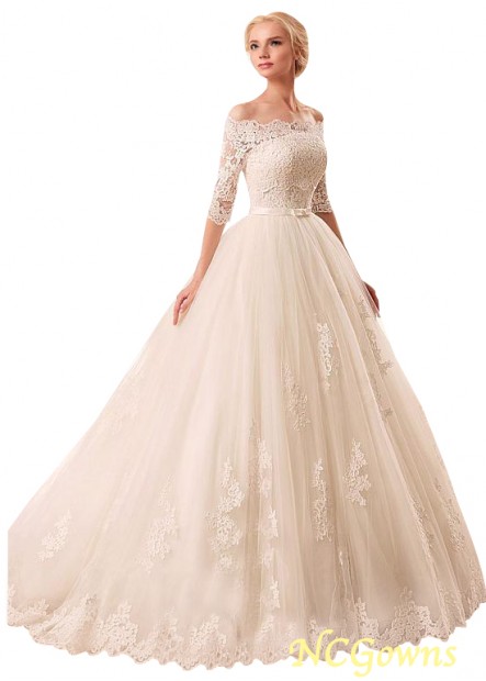 Off-The-Shoulder Ball Gown With Sleeves