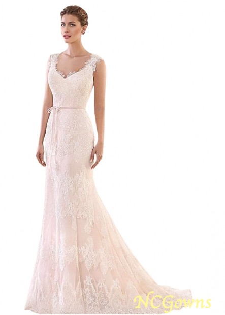 Ncgowns V-Neck Neckline Tulle  Satin Fabric Mermaid Trumpet Wedding Dresses