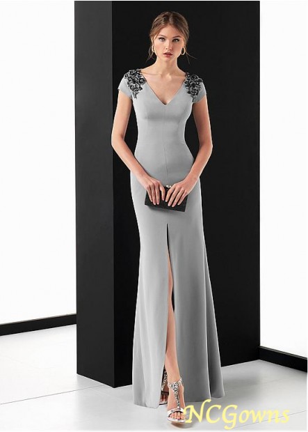 Ncgowns V-Neck Sheath Column Without Train Straight Skirt Type Silver Dresses T801525402663