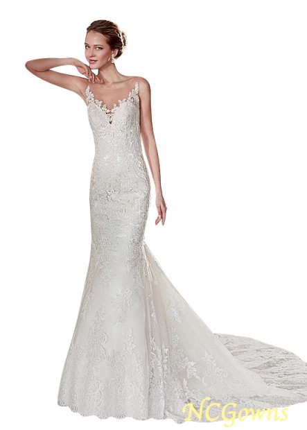 Sleeveless Sleeve Length Full Length Tulle  Satin Lace Wedding Dresses T801525386053