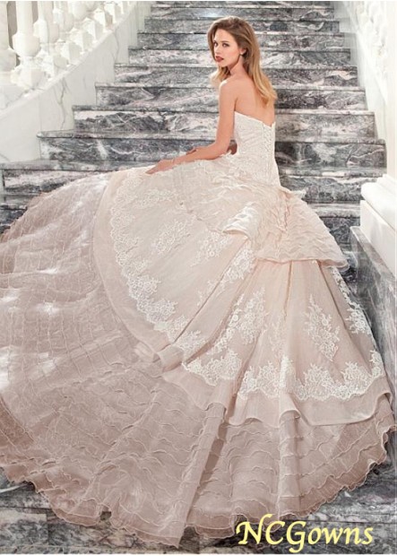 Cathedral 50-70Cm Along The Floor Train Sleeveless Sleeve Length Full Length Ball Gown Sweetheart Champagne Dresses