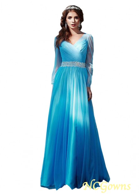 Tulle  Stretch Satin Fabric Floor-Length With Sleeves