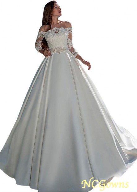 Full Length Illusion 3 4-Length Natural Waistline Cathedral 50-70Cm Along The Floor With Sleeves