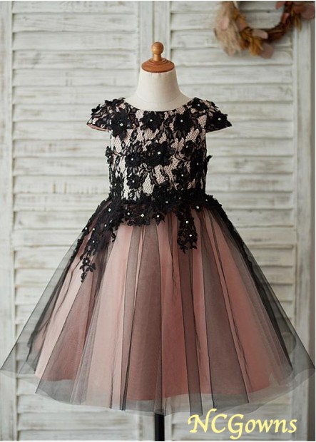 Ball Gown Silhouette Lace  Tulle Fabric Flower Girl Dresses