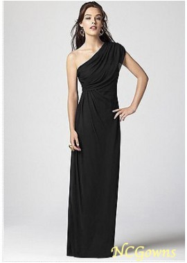 Natural Waistline Full Length Chiffon Black Dresses