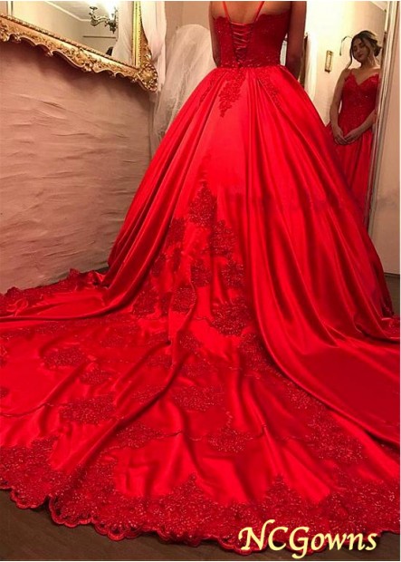 Red Tone Spaghetti Straps Floor-Length Color