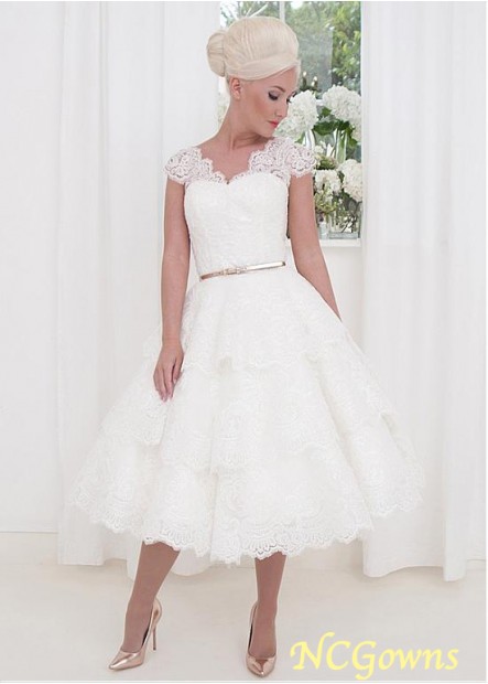 A-Line Cap Tulle  Organza Fabric Short Wedding Dresses T801525385274