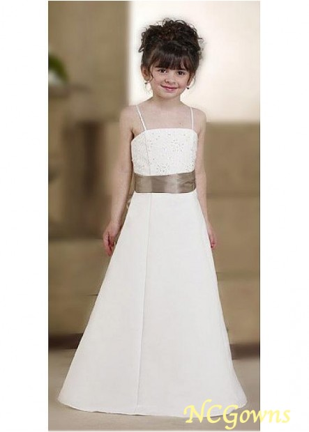 White Floor-Length Princess Flower Girl Dresses