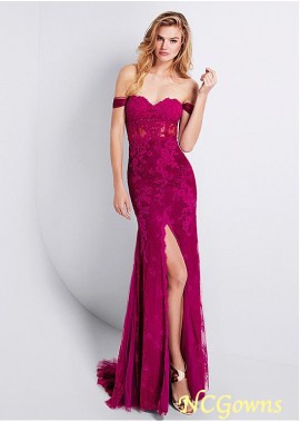 Floor-Length Hemline Tulle  Lace Red Dresses T801525403837
