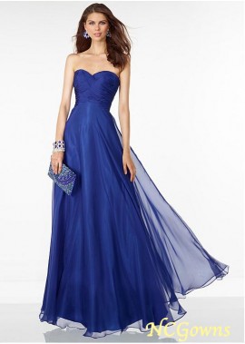 Floor-Length Hemline Silk-Like Chiffon Pleat Skirt Type Sweetheart Royal Blue Dresses