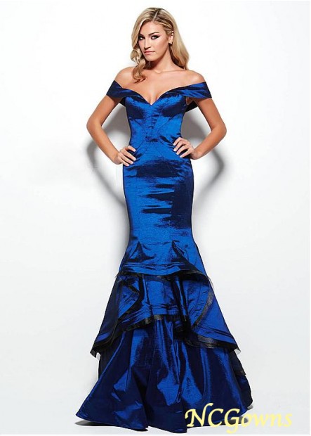 Blue Tone Color Family Off-The-Shoulder Mermaid Trumpet Floor-Length Taffeta Special Occasion Dresses T801525415399
