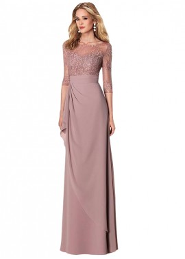 Tulle Chiffon Fabric Illusion Sleeve Full Length Mother Of The Bride Dresses