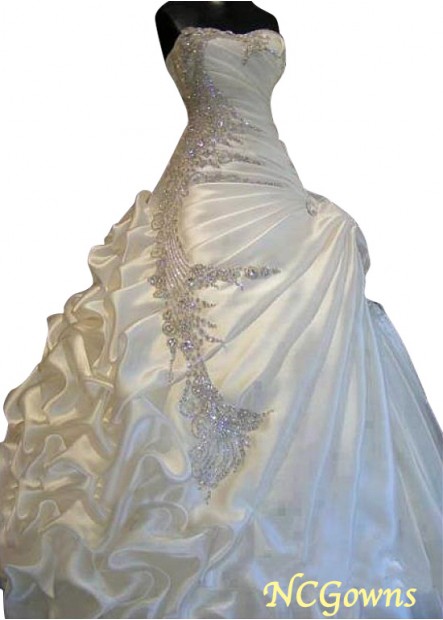 Ncgowns Ball Gown Sleeveless Sleeve Length Asymmetrical Sweetheart Full Length Wedding Dresses