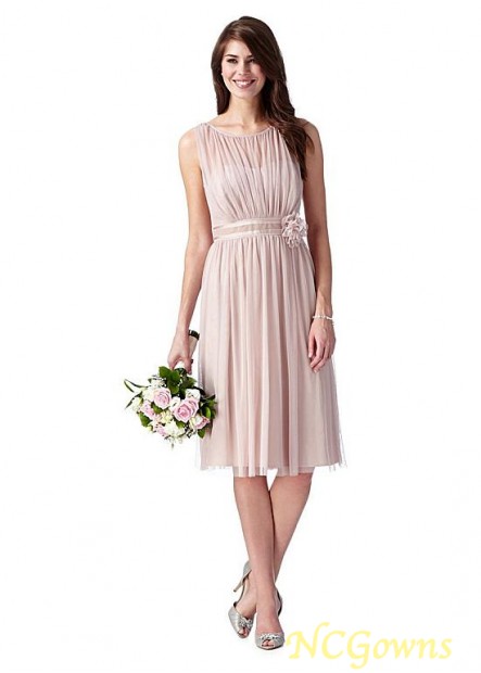 Knee-Length Scoop Neckline Natural Waistline Pink Dresses