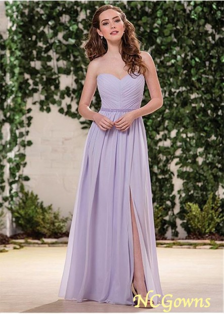 Chiffon Fabric Natural Waistline Purple A-Line Bridesmaid Dresses
