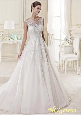 Natural Waistline A-Line Silhouette Bateau Wedding Dresses