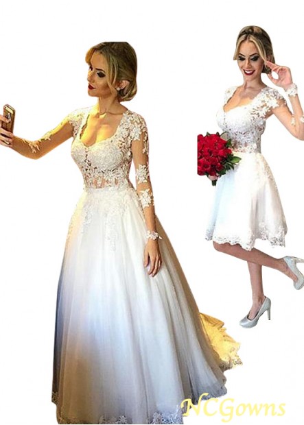 Ncgowns Natural Scoop Full Length Short Wedding Dresses