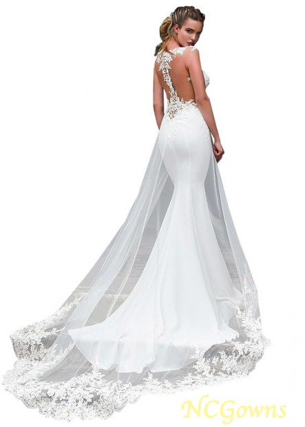 Jewel Neckline Full Length Beach Wedding Dresses