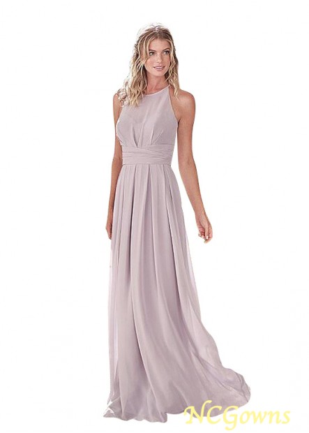 Purple Color Family Jewel Neckline Chiffon Fabric Bridesmaid Dresses