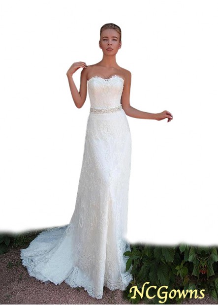 Sheath Column Silhouette Sleeveless Natural Lace Fabric Sweetheart Neckline Wedding Dresses