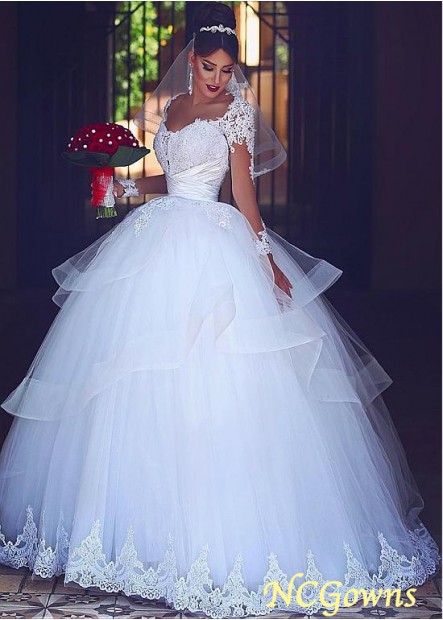 Scoop Neckline Ball Gown Silhouette Tulle Wedding Dresses