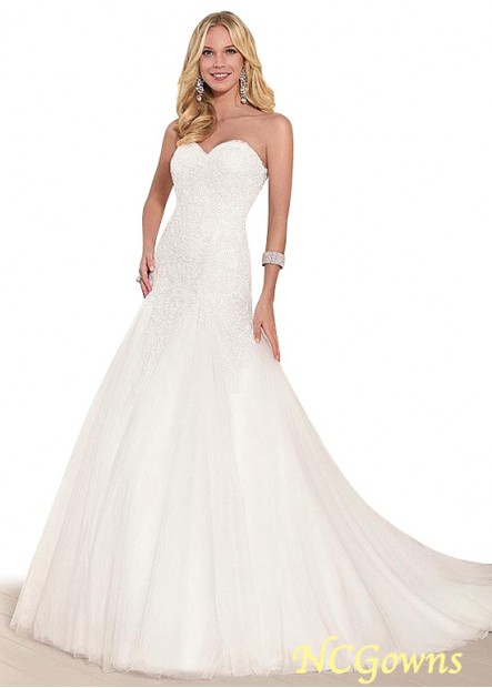 A-Line Cathedral 50-70Cm Along The Floor Tulle Sweetheart Neckline Wedding Dresses T801525318718