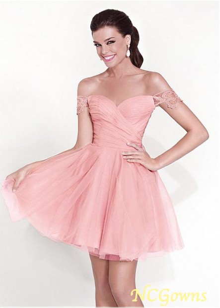 Tulle  Stretch Satin Short Mini Pink Dresses