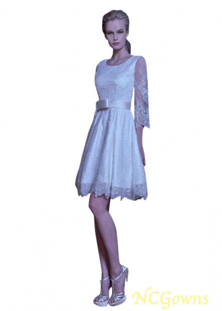 Ncgowns A-Line Silhouette Scoop Neckline Bell Short Mini Length Beach Wedding Dresses