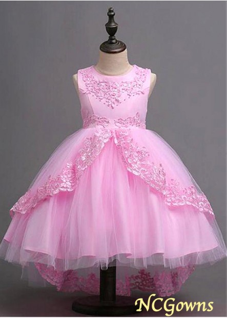 Ball Gown Silhouette Pink Flower Girl Dresses T801525393951