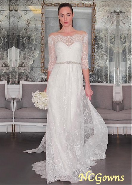 Sheath Column Natural 3 4-Length Full Length Length Lace Fabric Wedding Dresses
