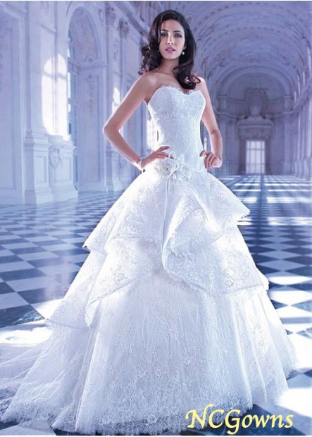 Chapel 30-50Cm Along The Floor Train Ball Gown Lace  Tulle  Satin Fabric Sweetheart Neckline