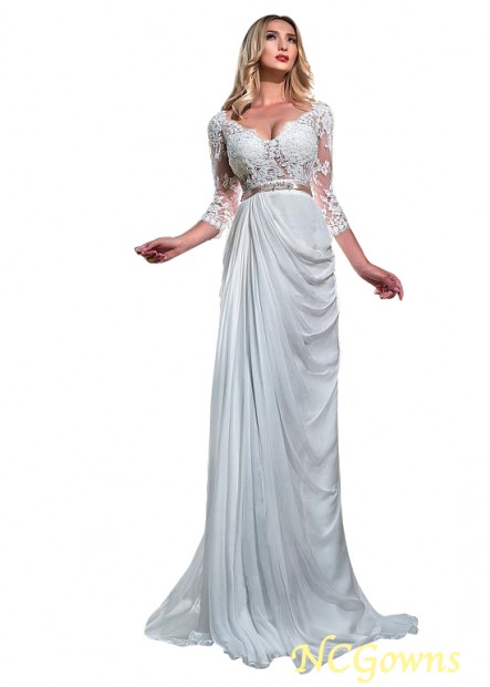 Natural Illusion Sleeve Type V-Neck Tulle  Silk-Like Chiffon Wedding Dresses T801525320143