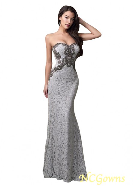 Ncgowns Lace Fabric Mermaid Trumpet Silhouette Floor-Length Fishtail Silver Dresses