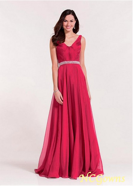 Ncgowns A-Line Floor-Length Red Tone Pleat Red Dresses