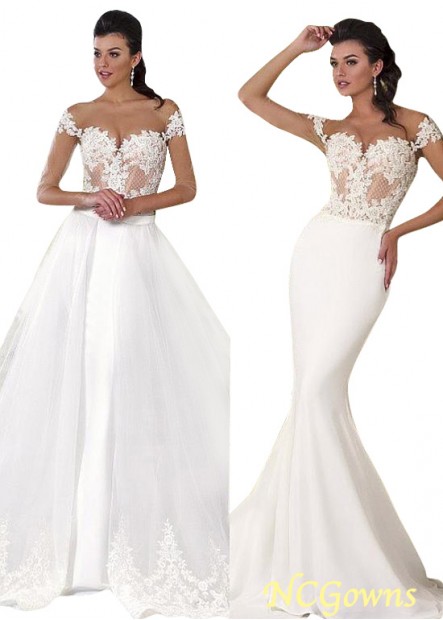 3 4-Length Scoop 2 In 1 Natural Wedding Dresses