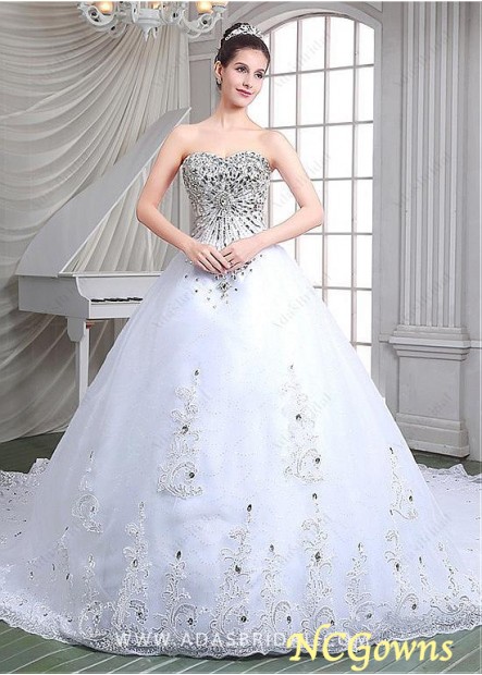 Ncgowns Cathedral 50-70Cm Along The Floor Train Sweetheart Sleeveless Basque Full Length Length Wedding Dresses