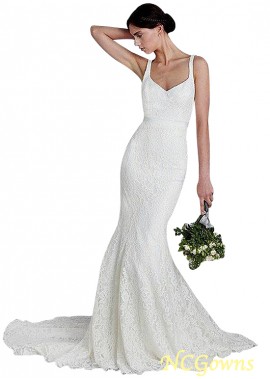 Ncgowns Full Length Length V-Neck Lace Wedding Dresses