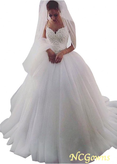 Chapel 30-50Cm Along The Floor Train Tulle Fabric Sleeveless Sleeve Length Wedding Dresses T801525331427