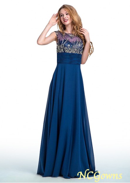 Blue Tone Chiffon Pleat Skirt Type Floor-Length Hemline Royal Blue Dresses